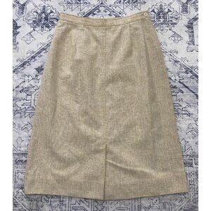 Vintage Beige Prestige Of Boston A-Line Skirt Size 10 Linen Blend Below The Knee